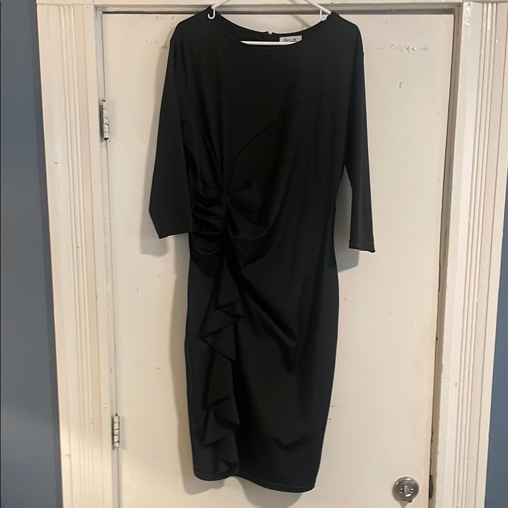 Amazon Black Ruched Tie Front Sheath Dress